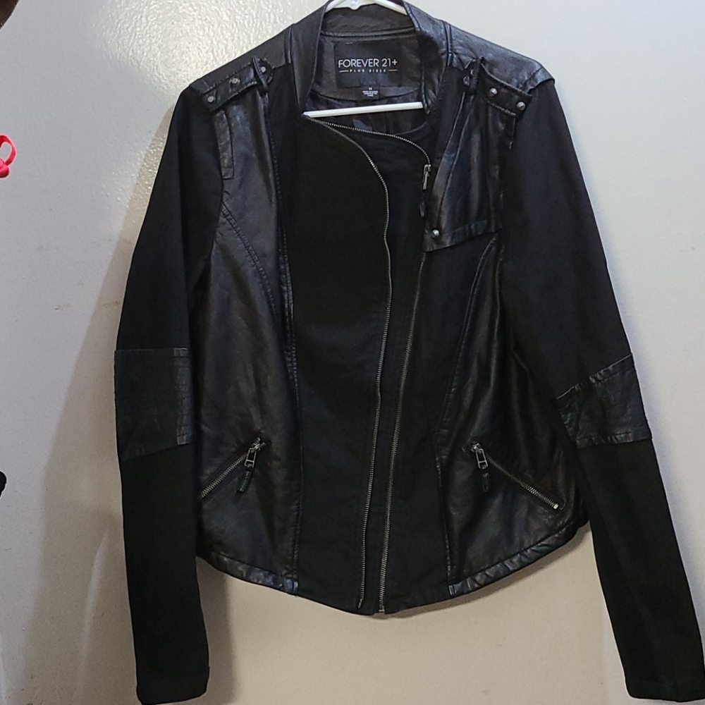 Forever 21 Faux Leather and Jean Jacket